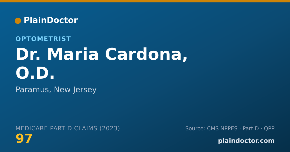 Shareable card for Maria Cardona, O.D. - Optometrist, Paramus, NJ