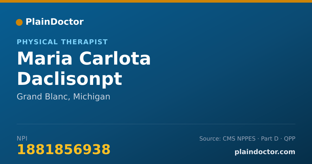Shareable card for Maria Carlota Daclisonpt - Physical Therapist, Grand Blanc, MI