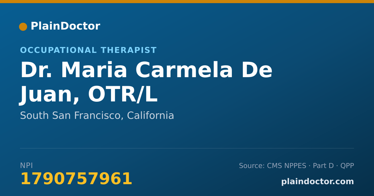 Shareable card for Maria Carmela De Juan, OTR/L - Occupational Therapist, South San Francisco, CA