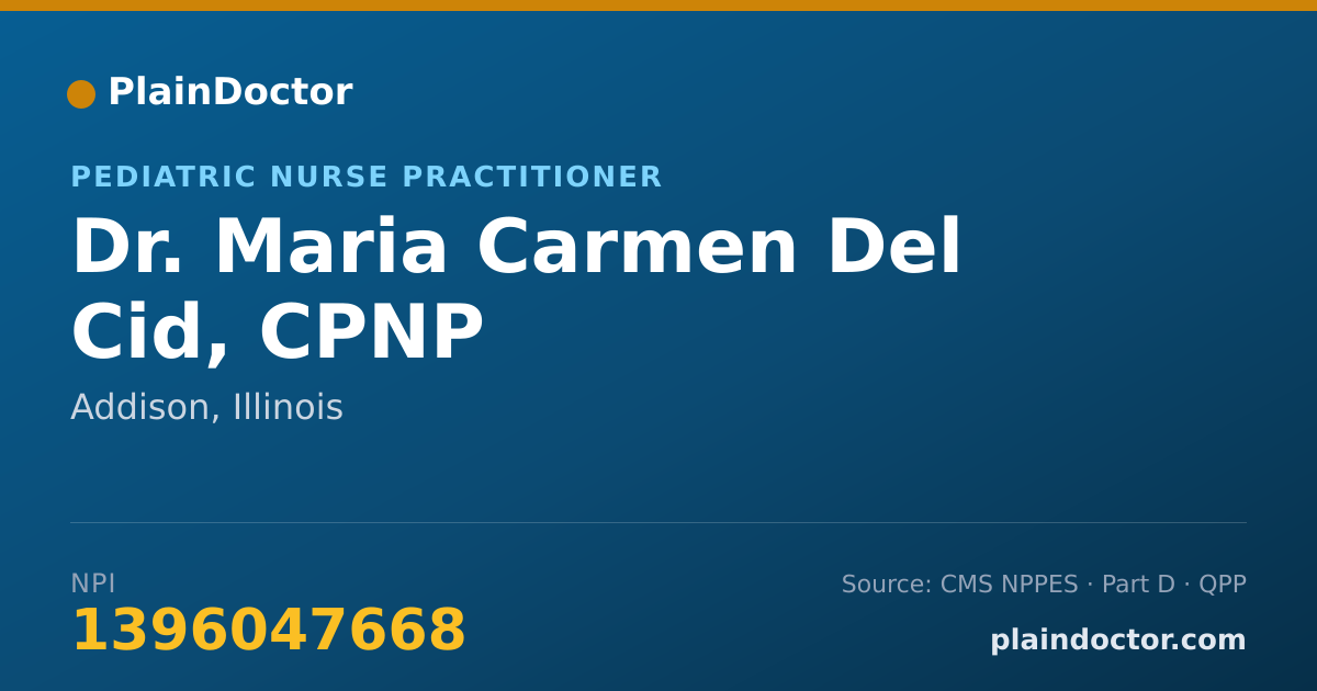 Shareable card for Maria Carmen Del Cid, CPNP - Pediatric Nurse Practitioner, Addison, IL