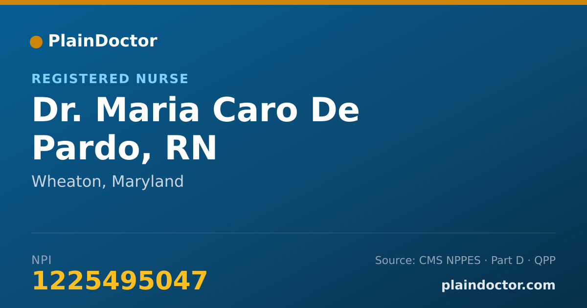 Shareable card for Maria Caro De Pardo, RN - Registered Nurse, Wheaton, MD