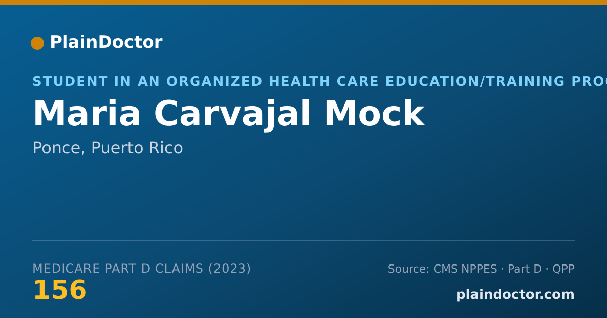 Shareable card for Maria Carvajal Mock - Student in an Organized Health Care Education/Training Program, Ponce, PR