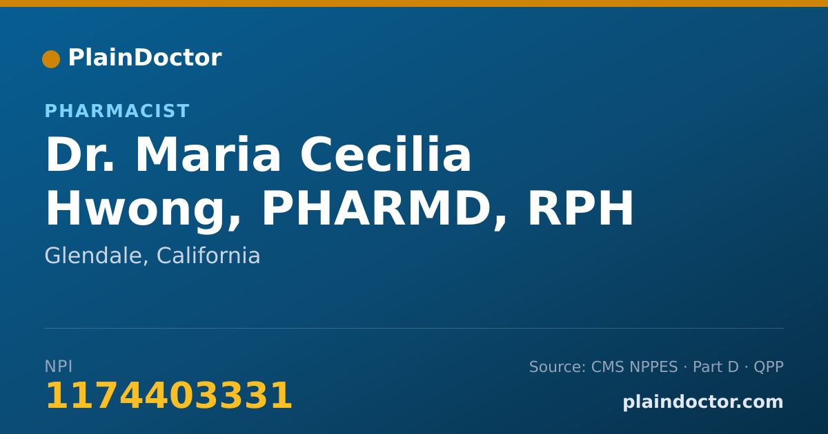 Shareable card for Maria Cecilia Hwong, PHARMD, RPH - Pharmacist, Glendale, CA