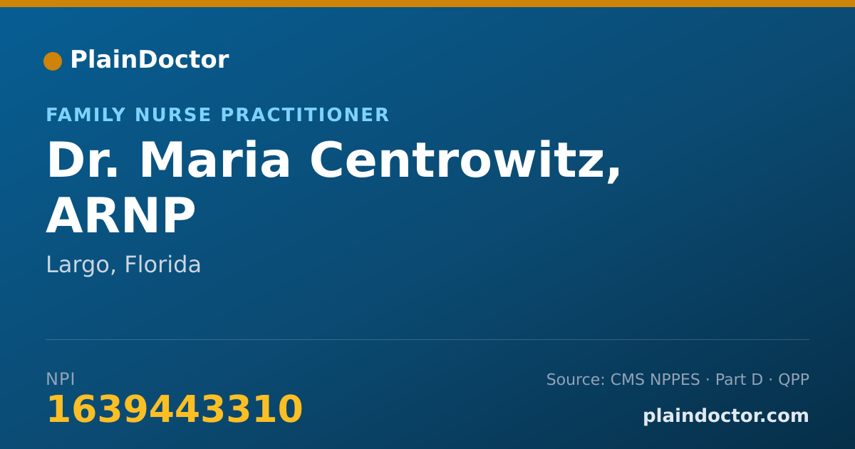 Shareable card for Maria Centrowitz, ARNP - Family Nurse Practitioner, Largo, FL
