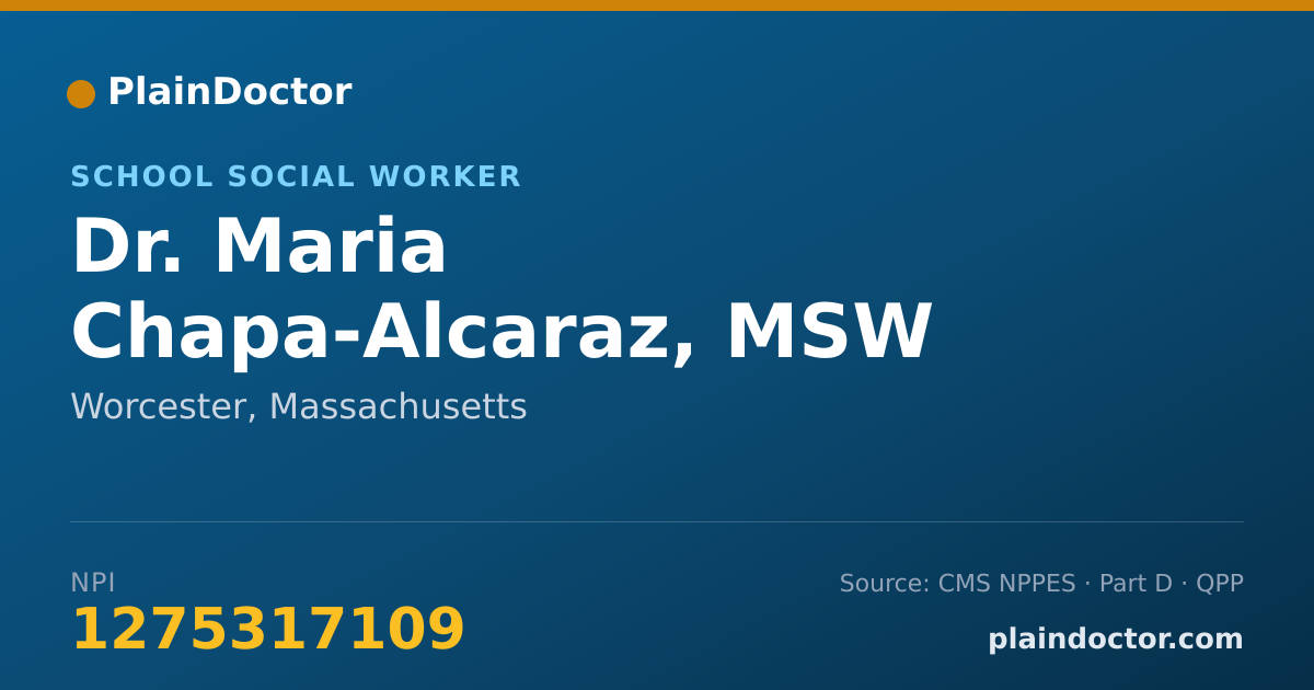 Shareable card for Maria Chapa-Alcaraz, MSW - School Social Worker, Worcester, MA