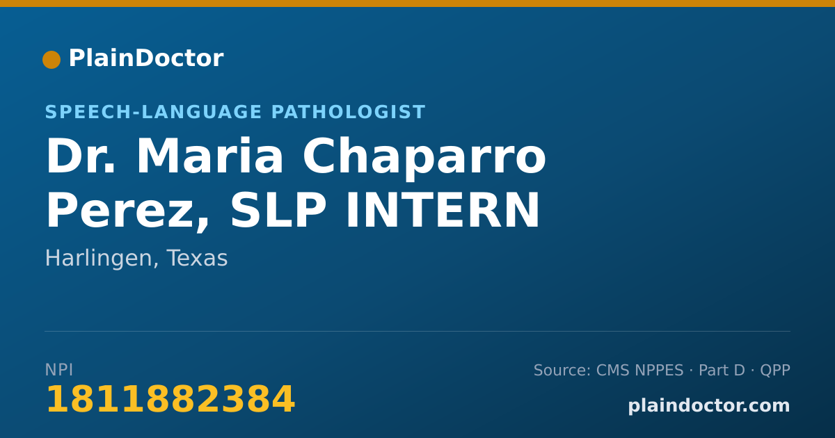 Shareable card for Maria Chaparro Perez, SLP  INTERN - Speech-Language Pathologist, Harlingen, TX