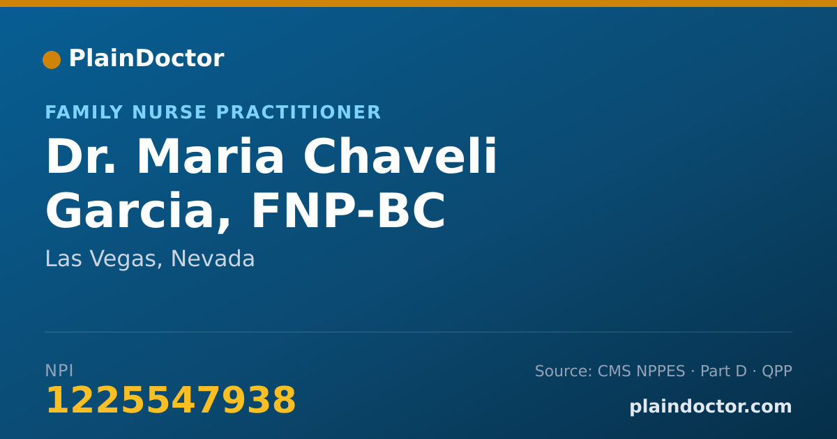 Shareable card for Maria Chaveli Garcia, FNP-BC - Family Nurse Practitioner, Las Vegas, NV