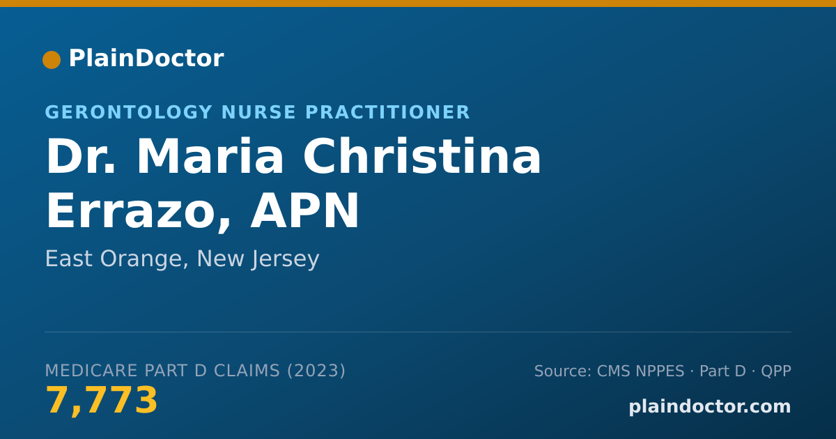 Shareable card for Maria Christina Errazo, APN - Gerontology Nurse Practitioner, East Orange, NJ