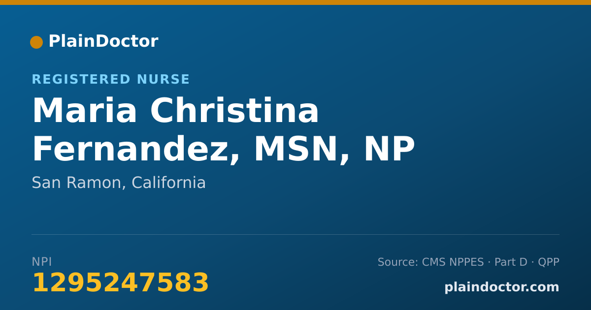 Shareable card for Maria Christina Fernandez, MSN, NP - Registered Nurse, San Ramon, CA