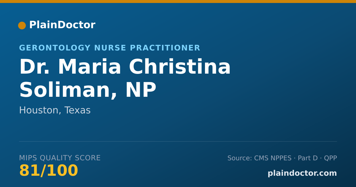 Shareable card for Maria Christina Soliman, NP - Gerontology Nurse Practitioner, Houston, TX