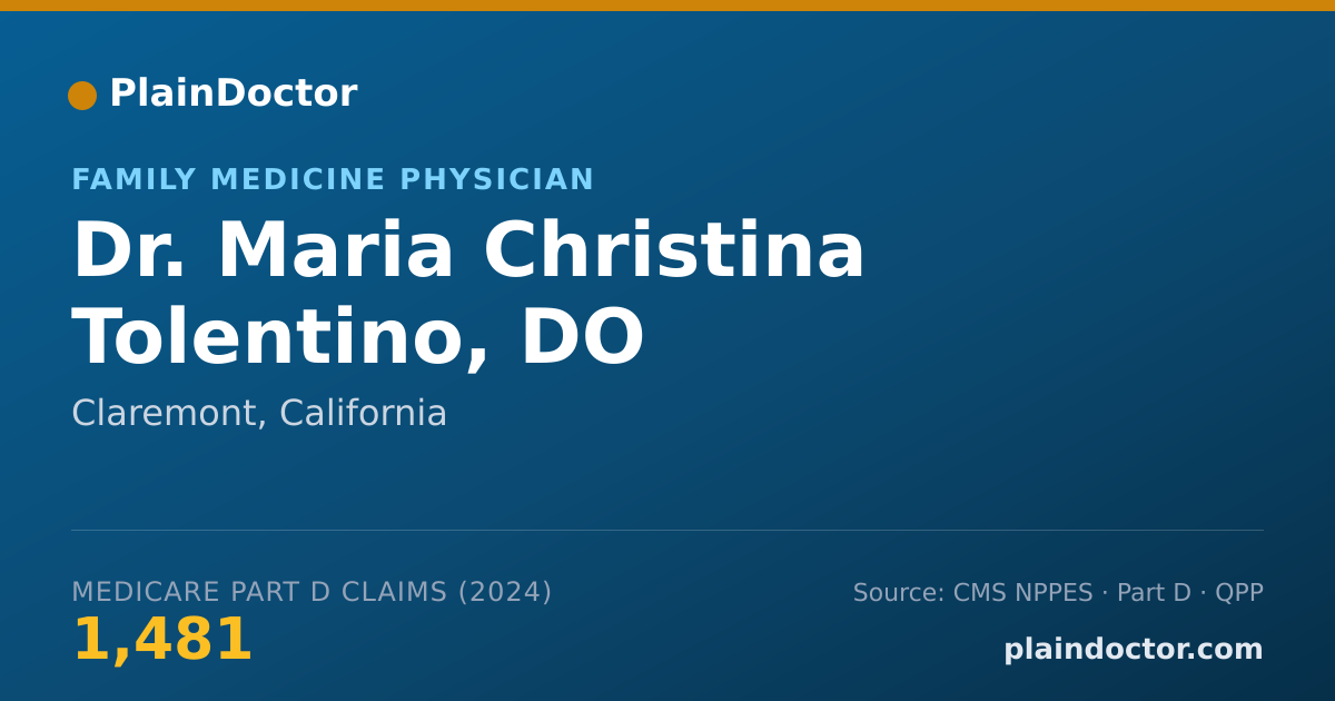 Shareable card for Maria Christina Tolentino, DO - Family Medicine Physician, Claremont, CA