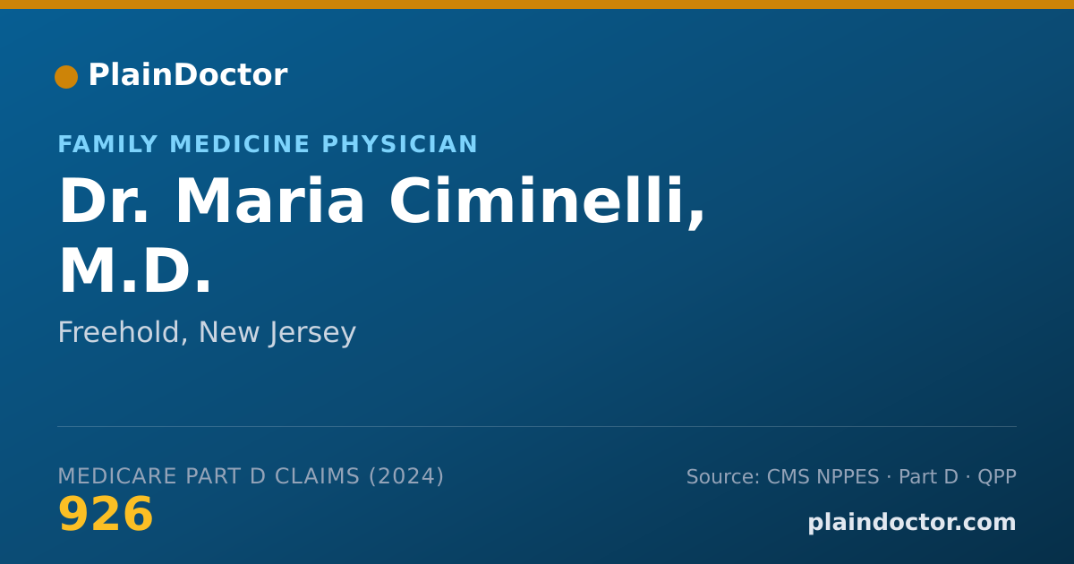 Shareable card for Maria Ciminelli, M.D. - Family Medicine Physician, Freehold, NJ