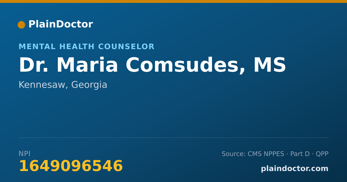Shareable card for Maria Comsudes, MS - Mental Health Counselor, Kennesaw, GA