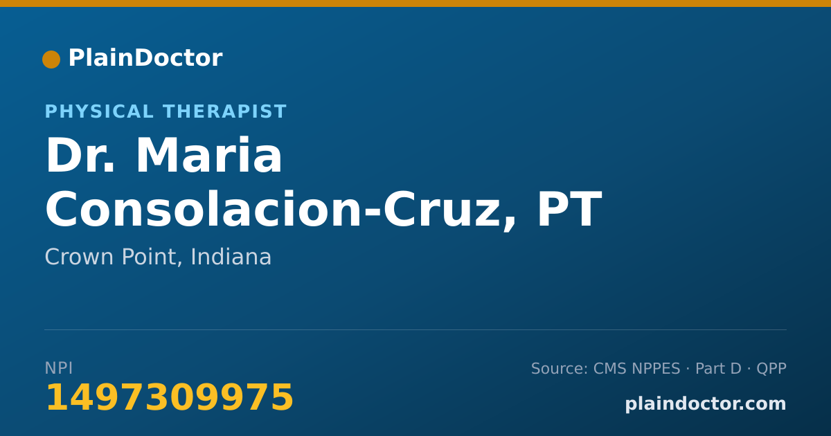 Shareable card for Maria Consolacion-Cruz, PT - Physical Therapist, Crown Point, IN
