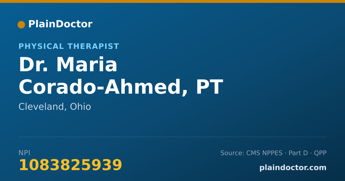 Shareable card for Maria Corado-Ahmed, PT - Physical Therapist, Cleveland, OH