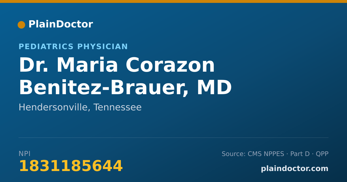 Shareable card for Maria Corazon Benitez-Brauer, MD - Pediatrics Physician, Hendersonville, TN
