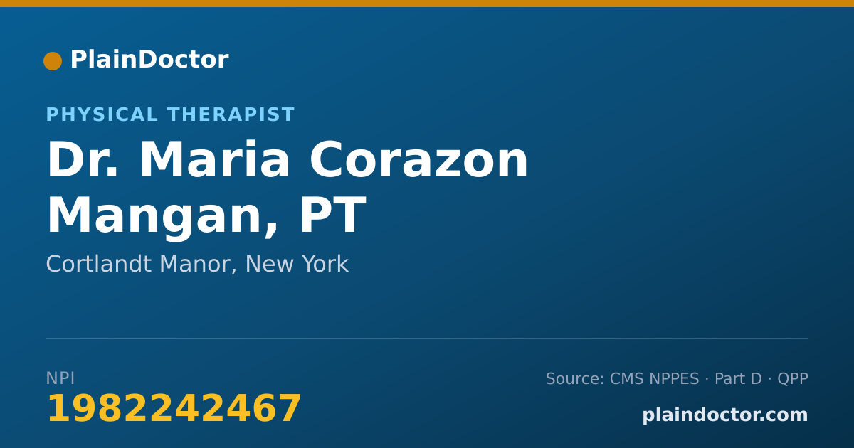Shareable card for Maria Corazon Mangan, PT - Physical Therapist, Cortlandt Manor, NY