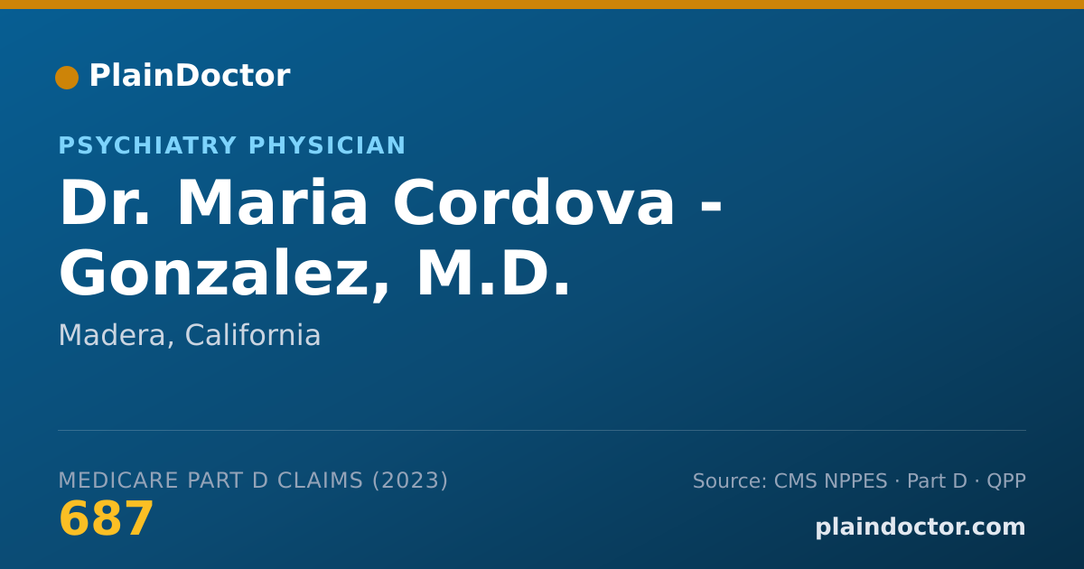 Shareable card for Maria Cordova - Gonzalez, M.D. - Psychiatry Physician, Madera, CA