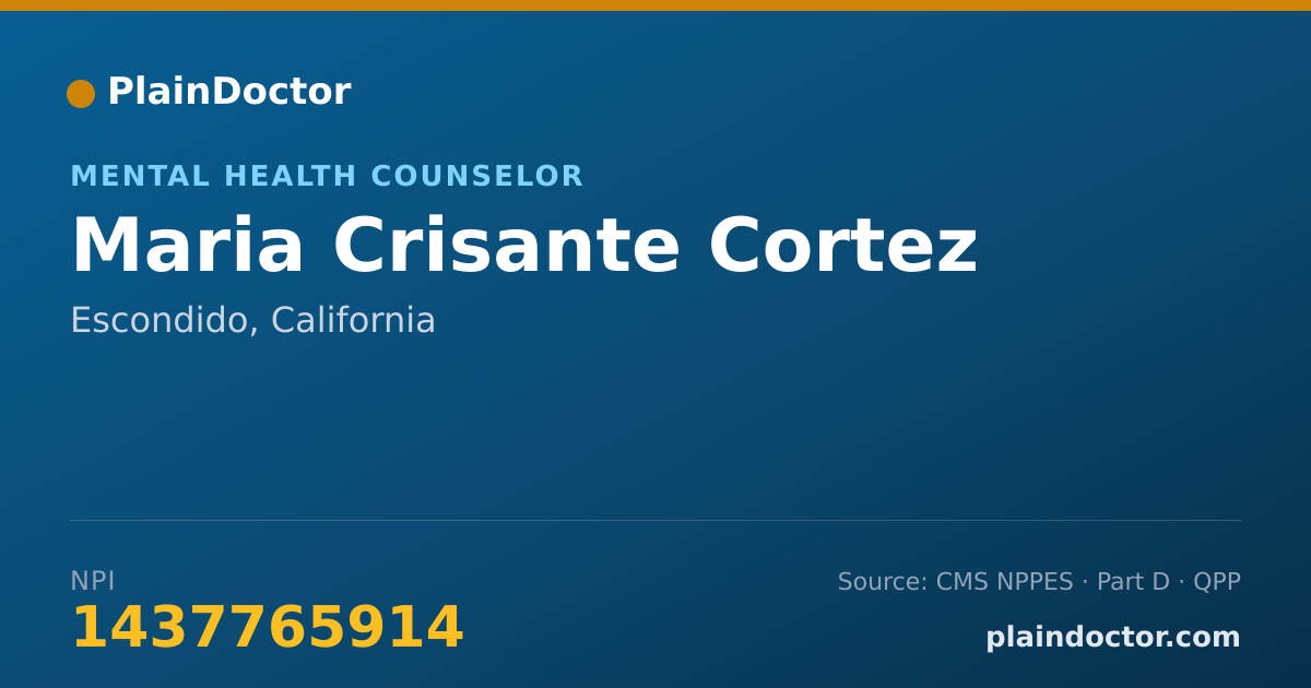 Shareable card for Maria Crisante Cortez - Mental Health Counselor, Escondido, CA