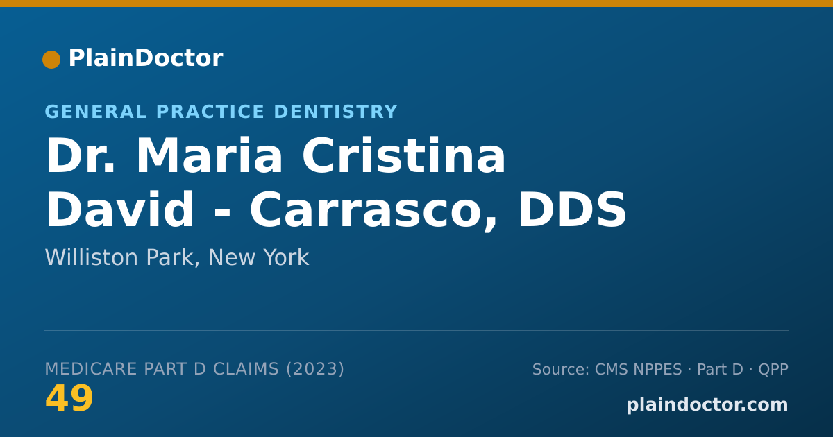 Shareable card for Maria Cristina David - Carrasco, DDS - General Practice Dentistry, Williston Park, NY