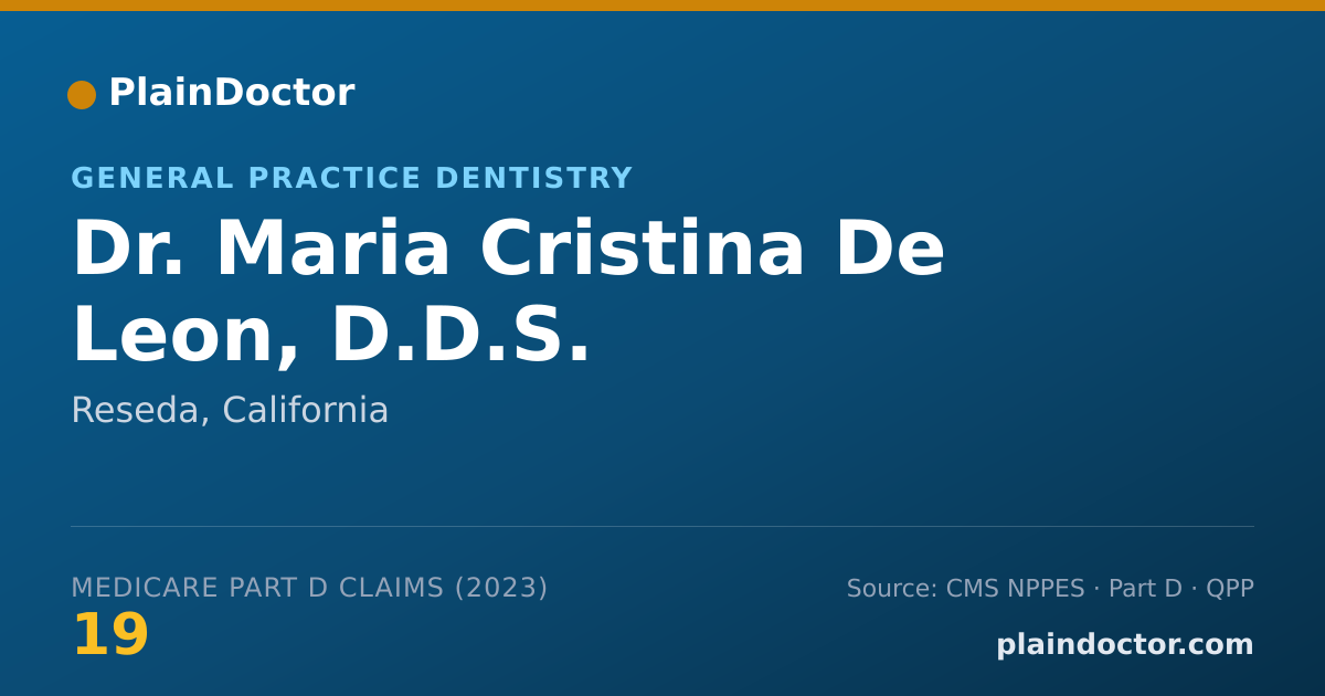 Shareable card for Maria Cristina De Leon, D.D.S. - General Practice Dentistry, Reseda, CA