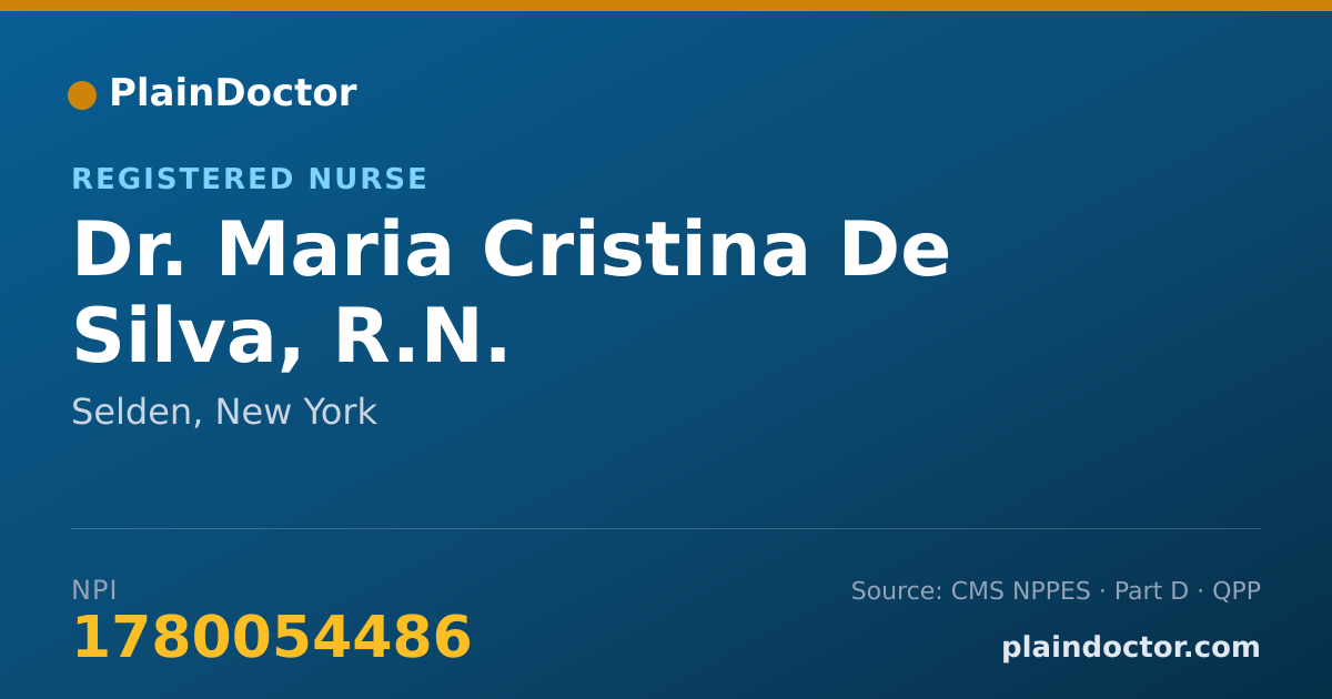 Shareable card for Maria Cristina De Silva, R.N. - Registered Nurse, Selden, NY