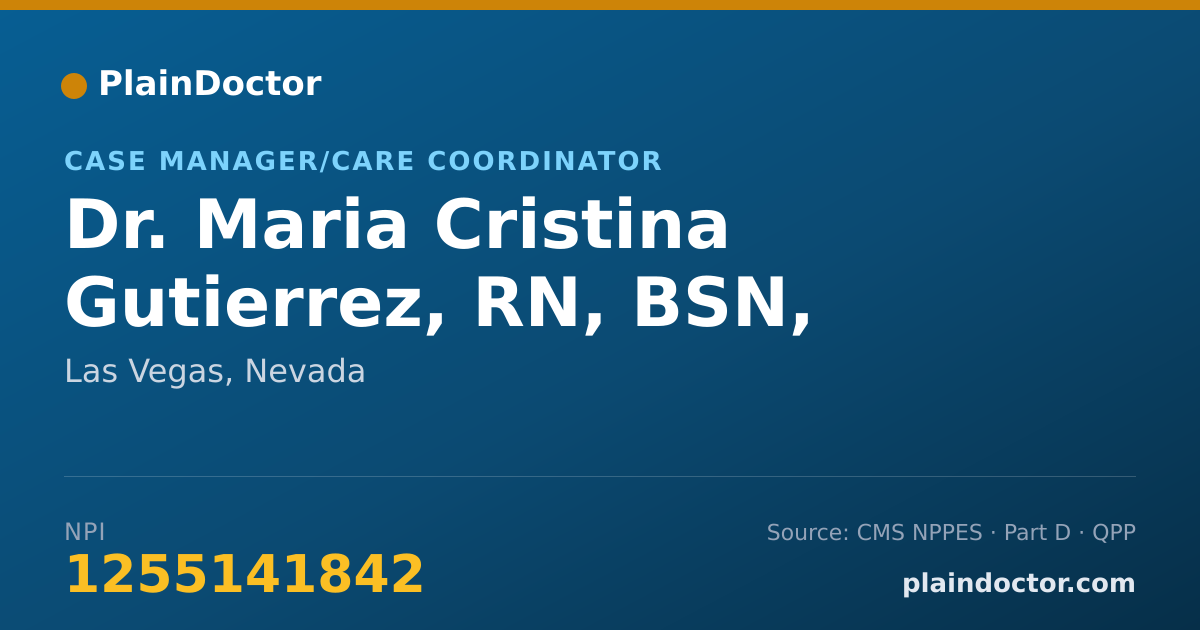 Shareable card for Maria Cristina Gutierrez, RN, BSN, CCM - Case Manager/Care Coordinator, Las Vegas, NV