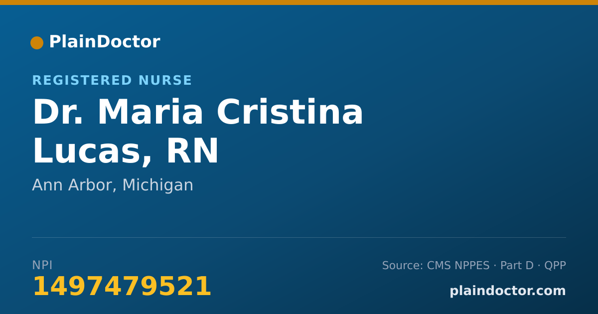 Shareable card for Maria Cristina Lucas, RN - Registered Nurse, Ann Arbor, MI