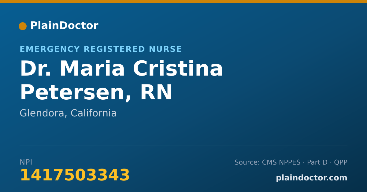 Shareable card for Maria Cristina Petersen, RN - Emergency Registered Nurse, Glendora, CA