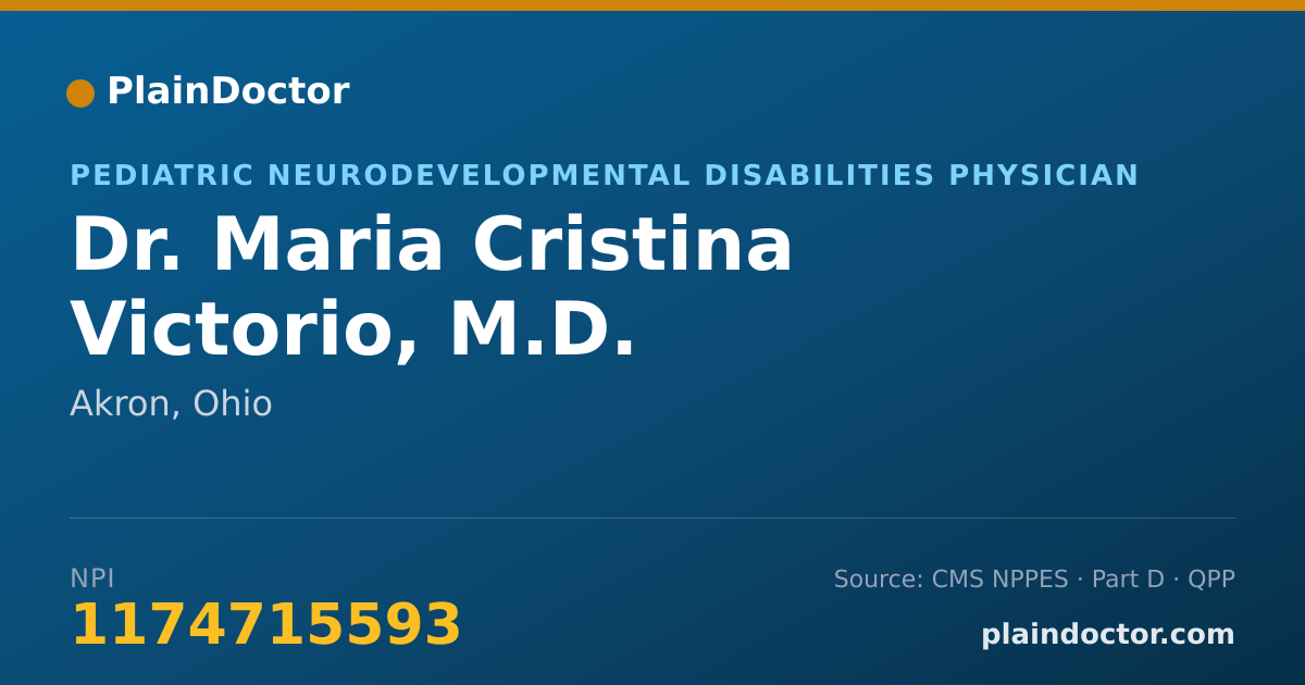Shareable card for Maria Cristina Victorio, M.D. - Pediatric Neurodevelopmental Disabilities Physician, Akron, OH