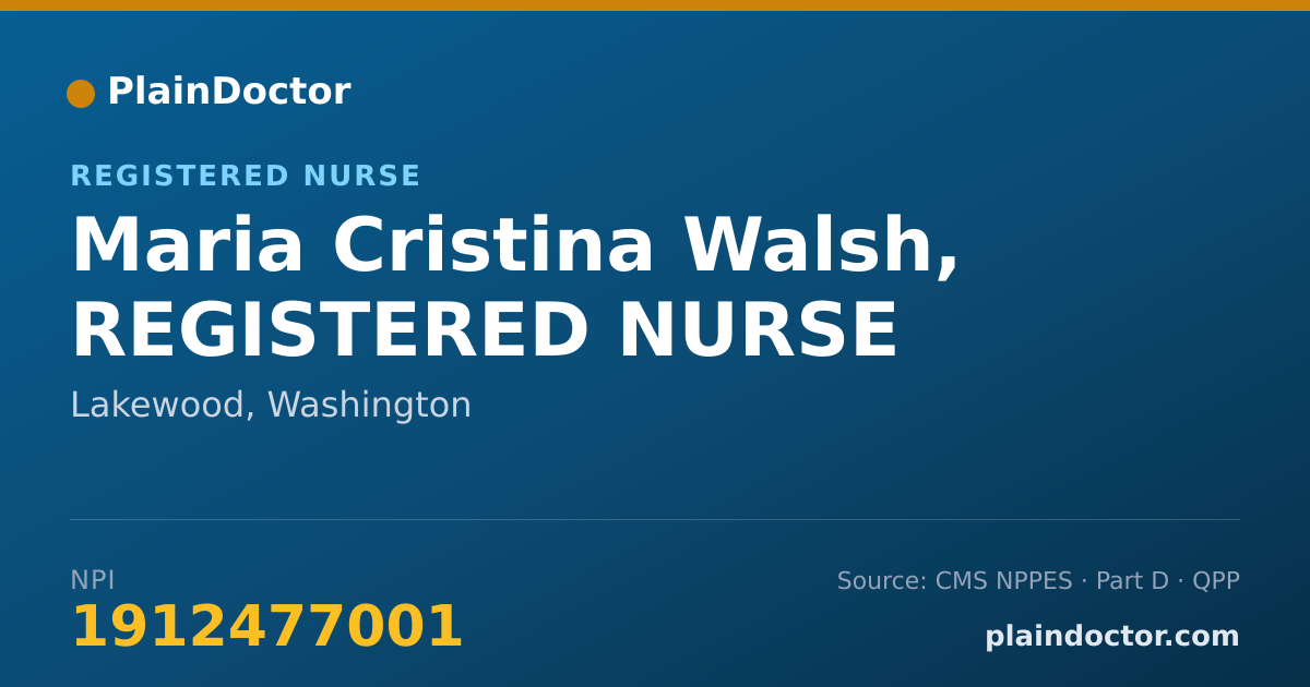 Shareable card for Maria Cristina Walsh, REGISTERED NURSE - Registered Nurse, Lakewood, WA