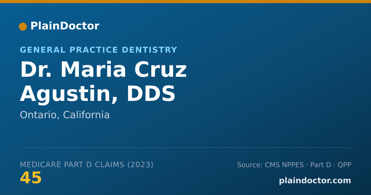 Shareable card for Maria Cruz Agustin, DDS - General Practice Dentistry, Ontario, CA