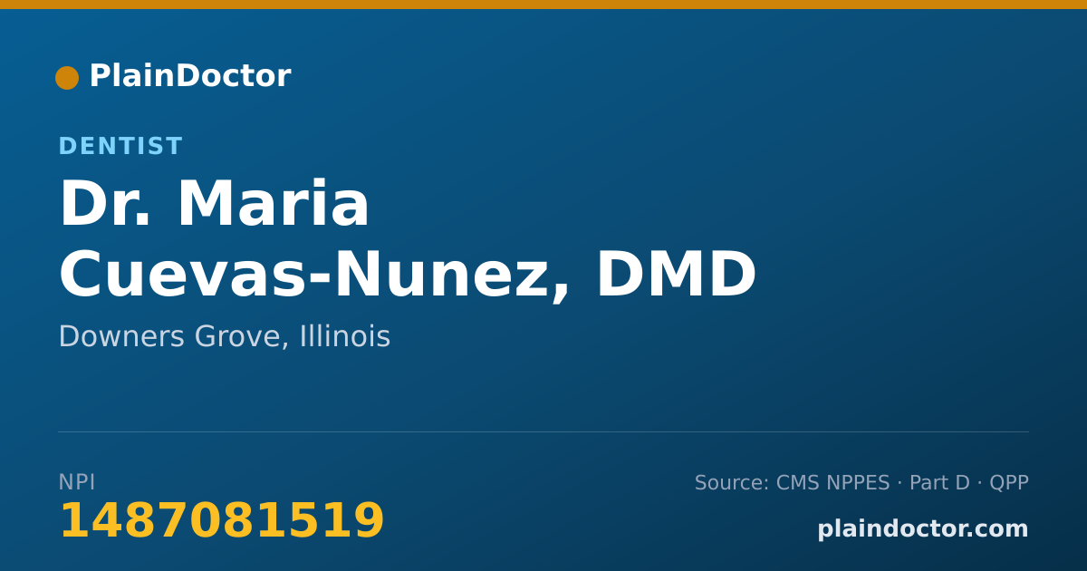 Shareable card for Maria Cuevas-Nunez, DMD - Dentist, Downers Grove, IL