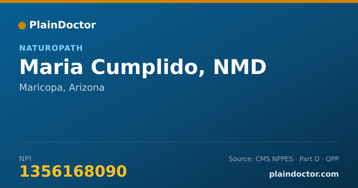 Shareable card for Maria Cumplido, NMD - Naturopath, Maricopa, AZ