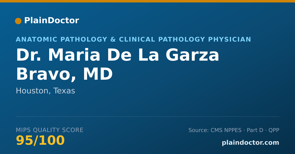 Shareable card for Maria De La Garza Bravo, MD - Anatomic Pathology & Clinical Pathology Physician, Houston, TX