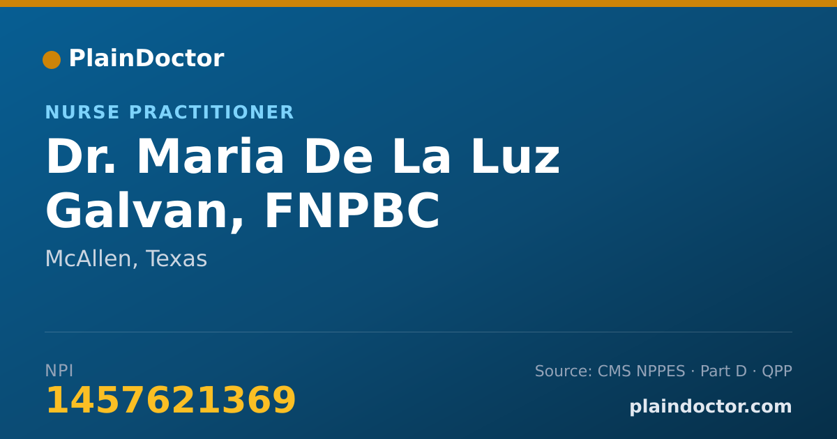 Shareable card for Maria De La Luz Galvan, FNPBC - Nurse Practitioner, McAllen, TX