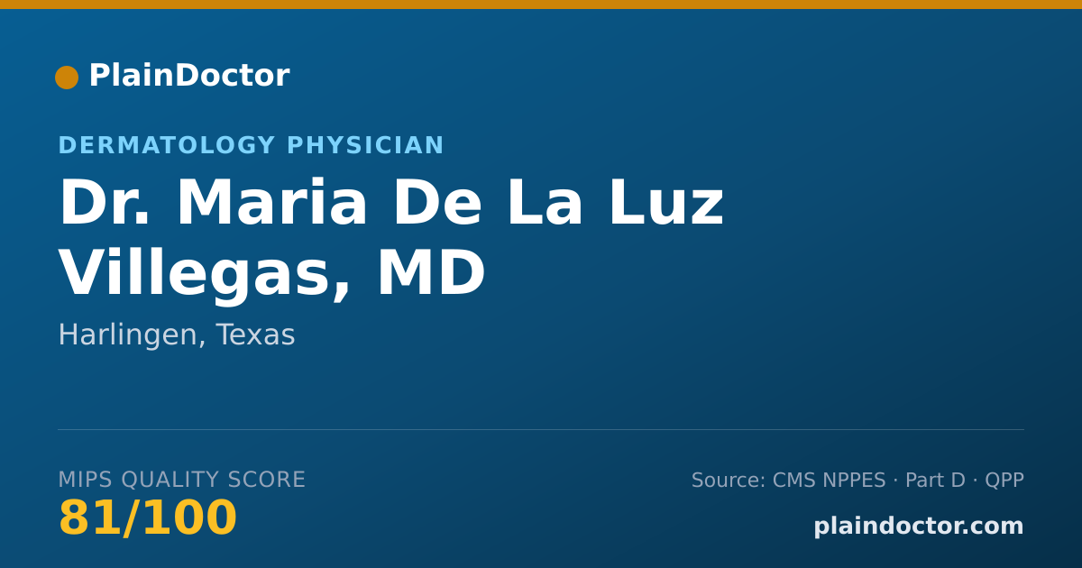 Shareable card for Maria De La Luz Villegas, MD - Dermatology Physician, Harlingen, TX