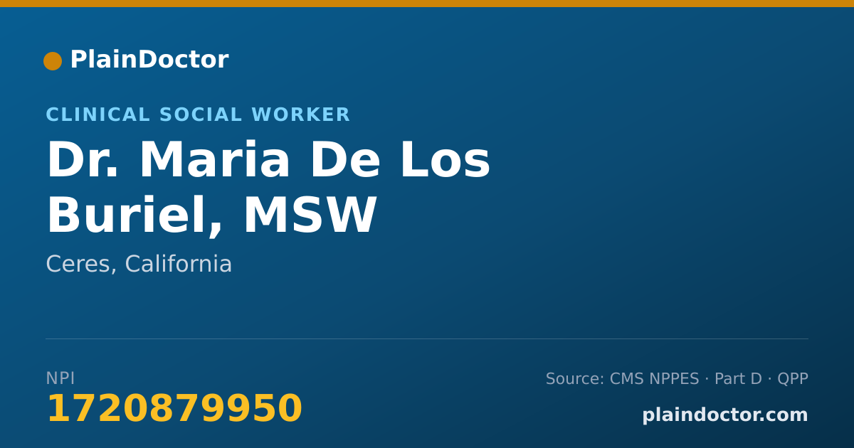 Shareable card for Maria De Los Buriel, MSW - Clinical Social Worker, Ceres, CA