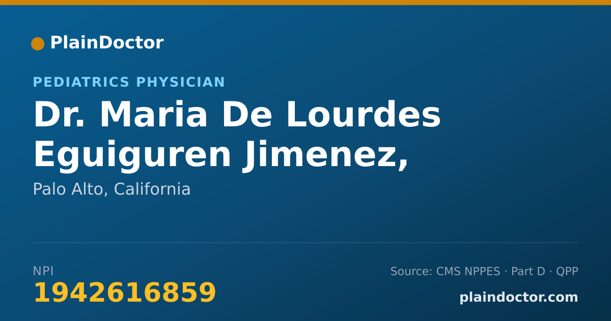 Shareable card for Maria De Lourdes Eguiguren Jimenez, M.D. - Pediatrics Physician, Palo Alto, CA