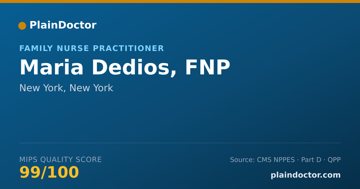Shareable card for Maria Dedios, FNP - Family Nurse Practitioner, New York, NY