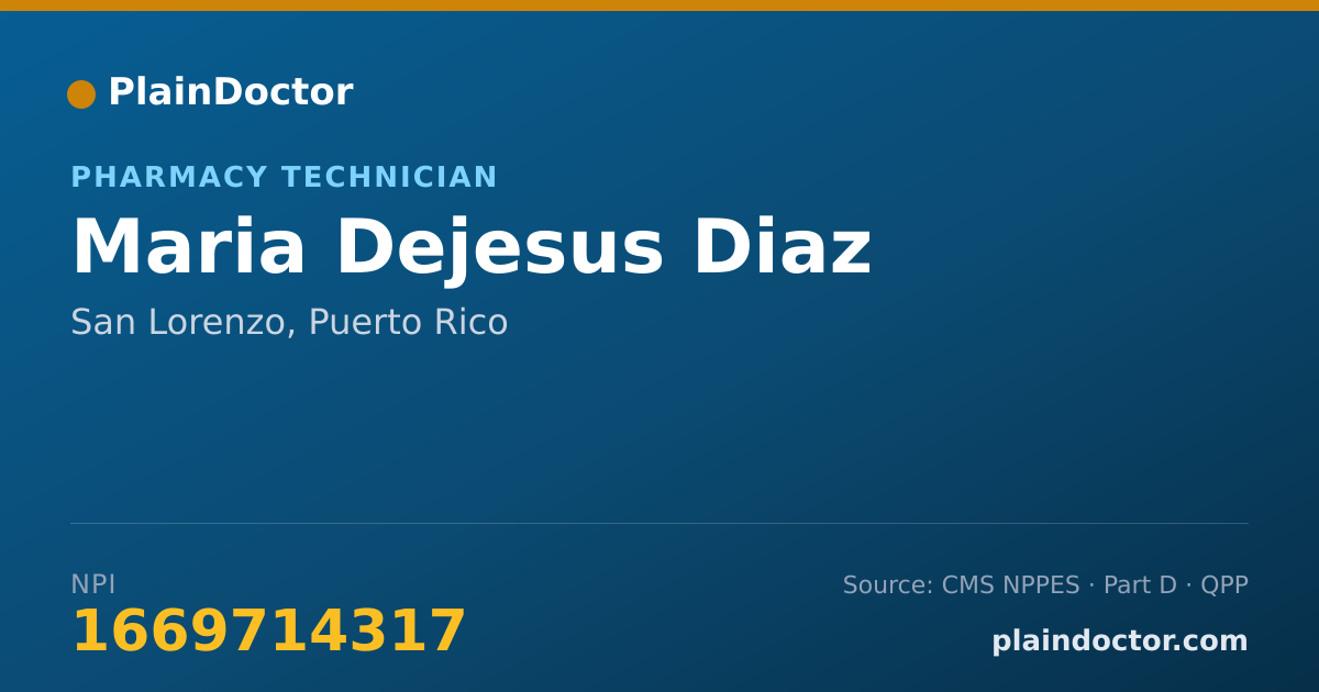 Shareable card for Maria Dejesus Diaz - Pharmacy Technician, San Lorenzo, PR