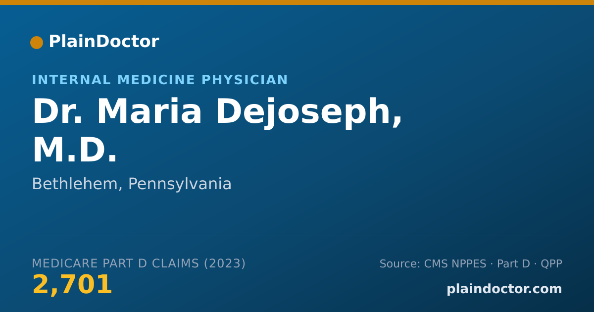 Shareable card for Maria Dejoseph, M.D. - Internal Medicine Physician, Bethlehem, PA