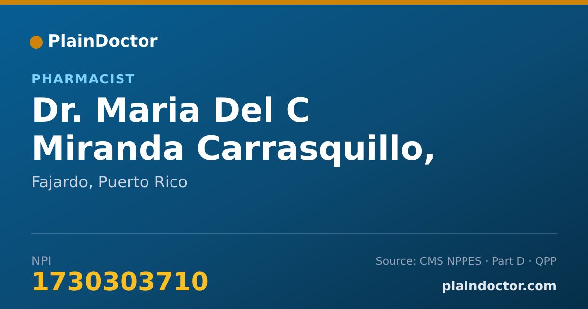 Shareable card for Maria Del C Miranda Carrasquillo, PHARMACIST - Pharmacist, Fajardo, PR