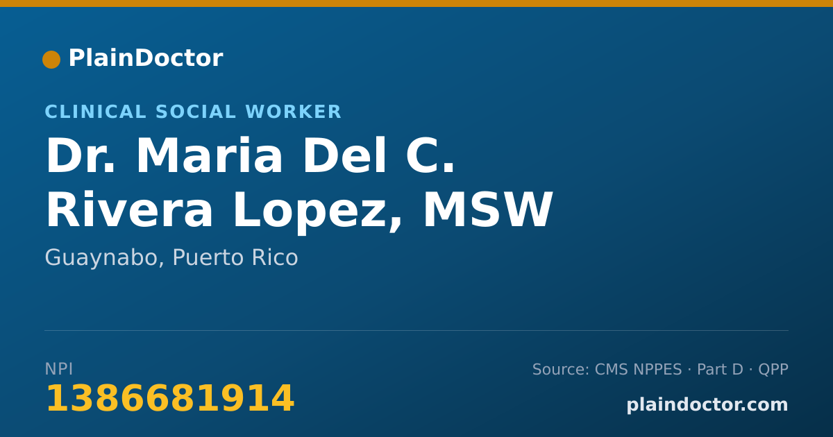 Shareable card for Maria Del C. Rivera Lopez, MSW - Clinical Social Worker, Guaynabo, PR