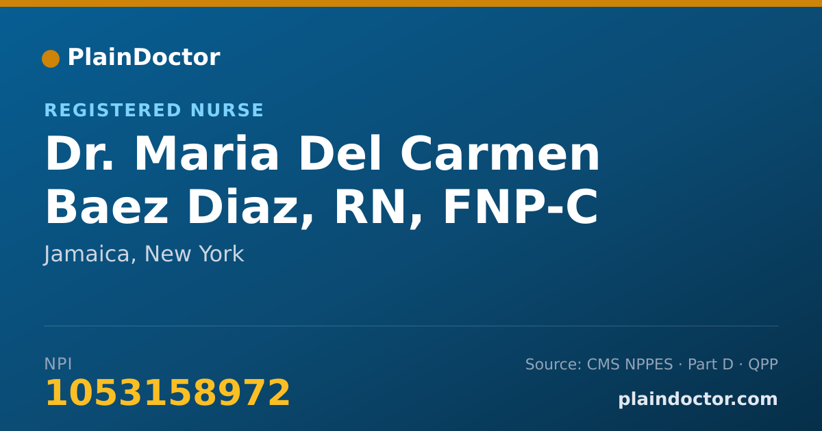 Shareable card for Maria Del Carmen Baez Diaz, RN, FNP-C - Registered Nurse, Jamaica, NY