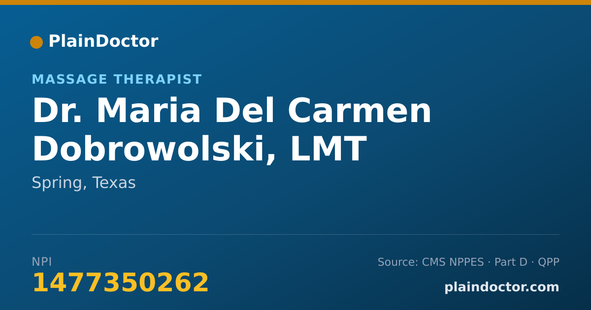 Shareable card for Maria Del Carmen Dobrowolski, LMT - Massage Therapist, Spring, TX