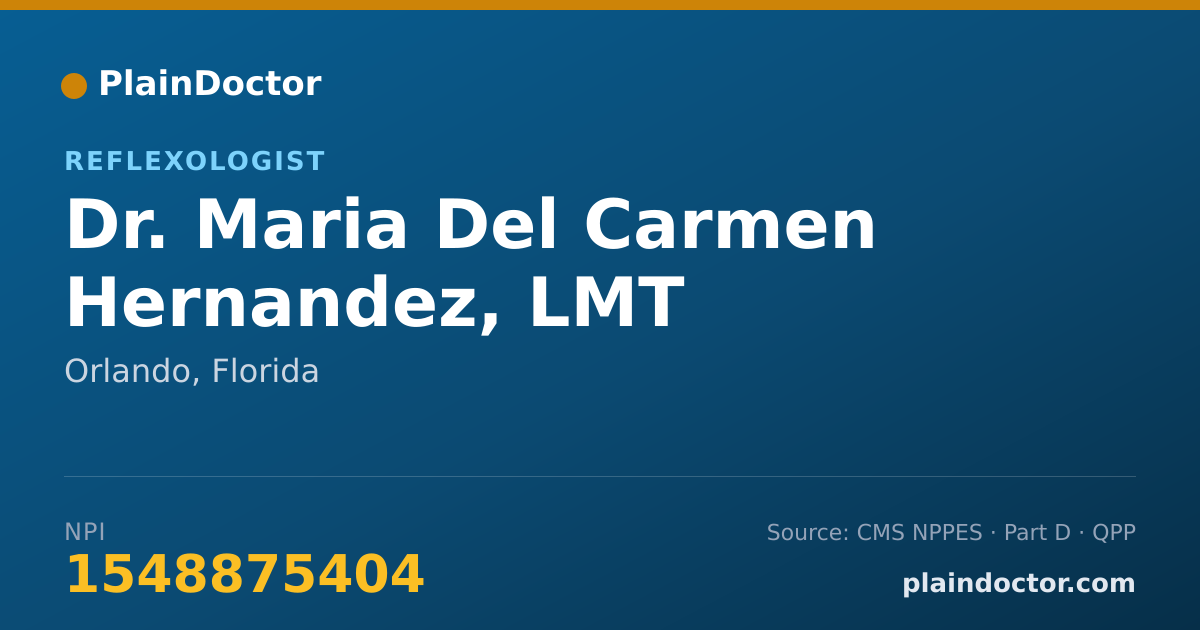 Shareable card for Maria Del Carmen Hernandez, LMT - Reflexologist, Orlando, FL