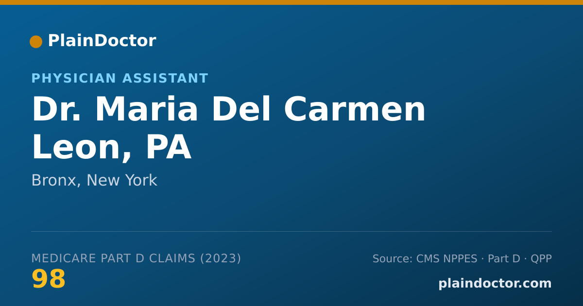 Shareable card for Maria Del Carmen Leon, PA - Physician Assistant, Bronx, NY