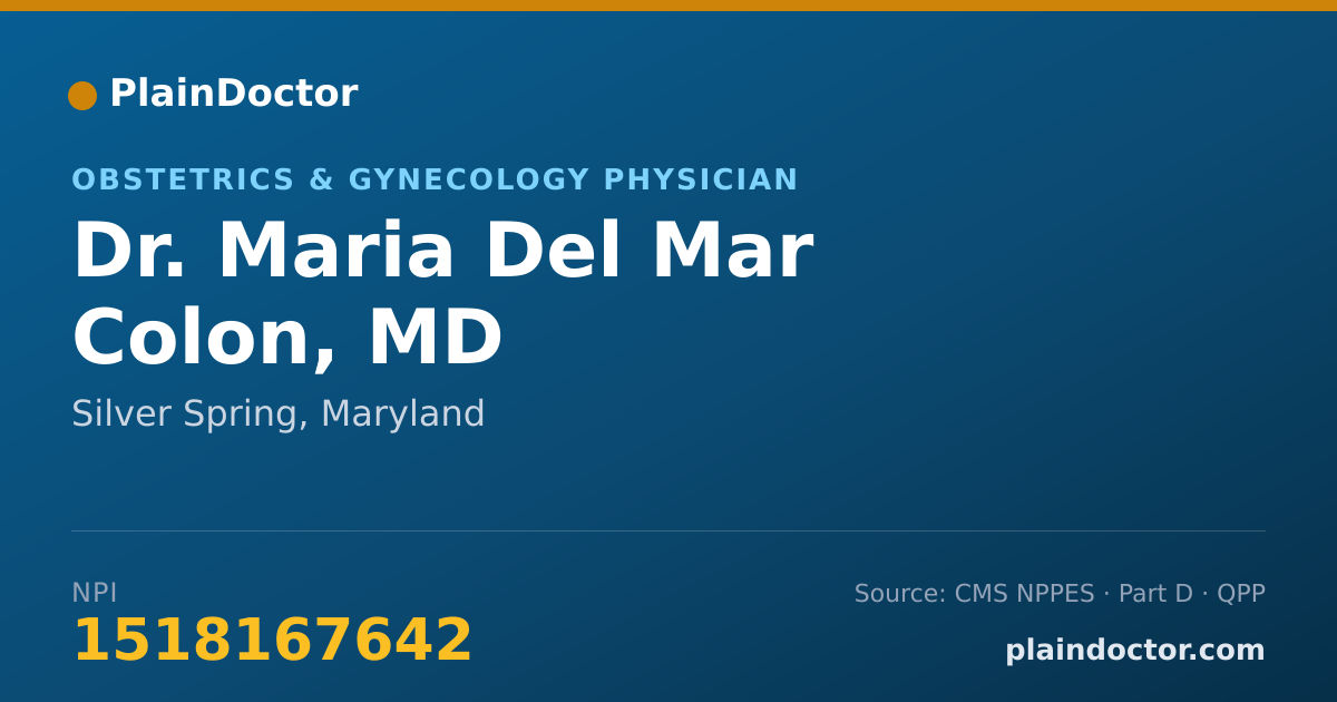 Shareable card for Maria Del Mar Colon, MD - Obstetrics & Gynecology Physician, Silver Spring, MD