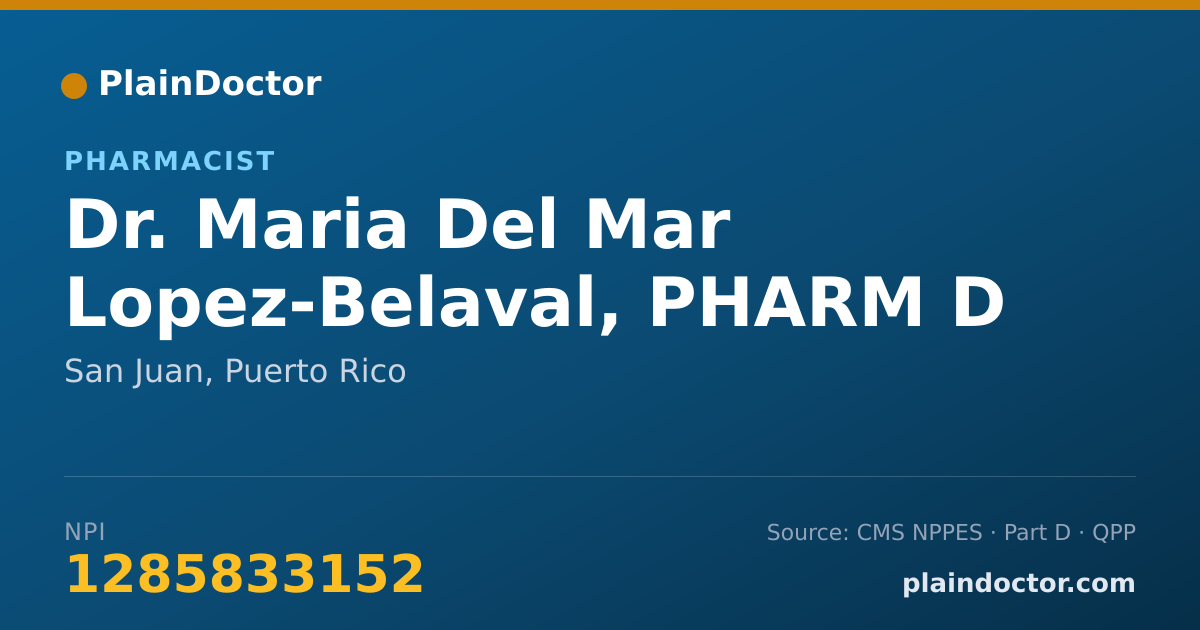 Shareable card for Maria Del Mar Lopez-Belaval, PHARM D - Pharmacist, San Juan, PR